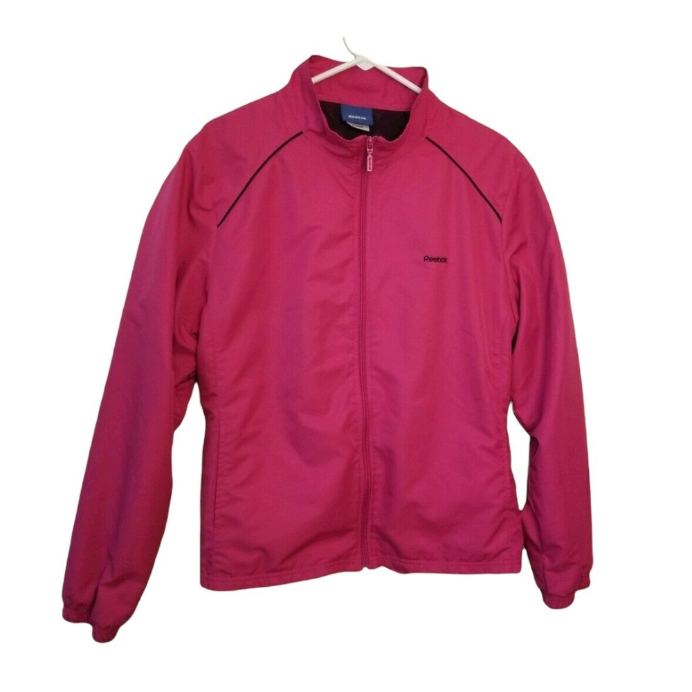 Reebok Full Zip Athletic Pink Jacket Women's Size L, PIT TO PIT 22 IN